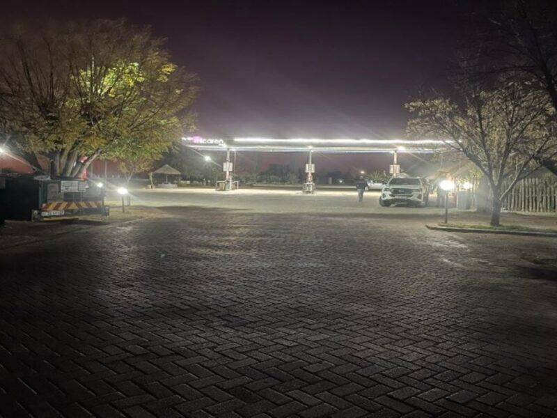 Petrol station, deserted in the early hours of the morning