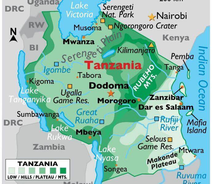 Tanzania and all its neighbours and hunting areas. Image courtesy of World Atlas