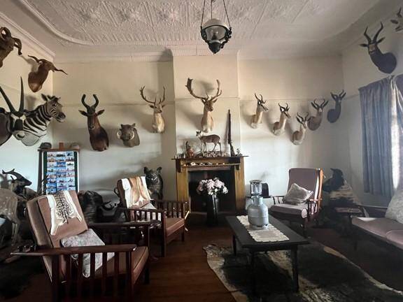 Vidarust lodge, with antelope skulls decorating the walls
