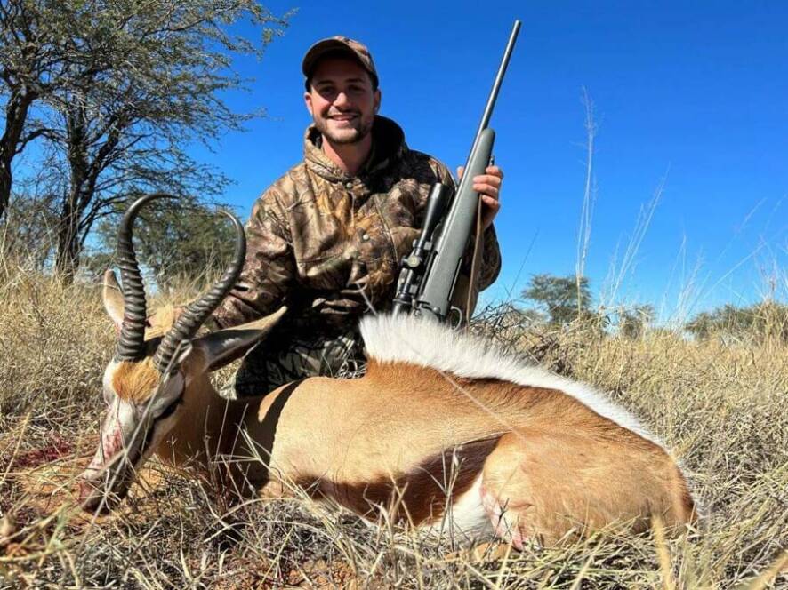 Keenan with a springbok he harvested on the African hunt.